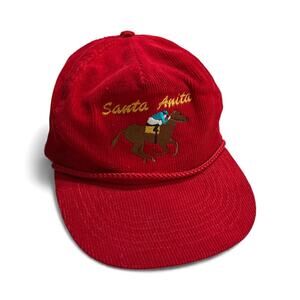 vintage red corduroy rope hat | Santa Anita Race Park